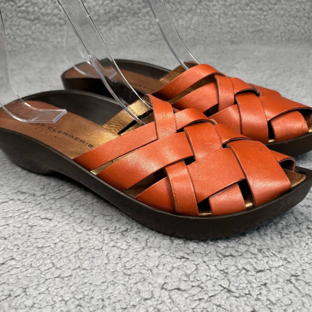 ROBERT CLERGERIE Mule 6.5 Platform Sandal Artsy Boho Asian Pointed Toe Woven